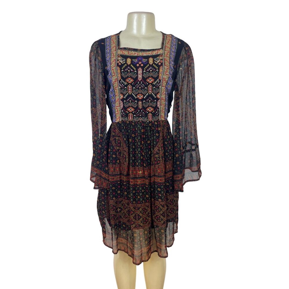 Akemi + Kin Women’s Black Sheer Mini Dress With Embroidery Sz S - New